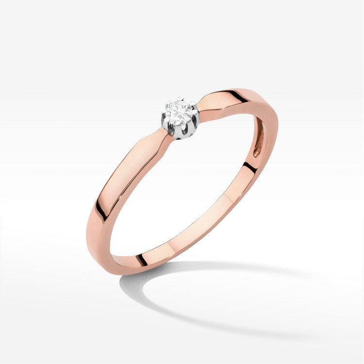 Pierścionek W0561 Diament 0,04ct różowe złoto