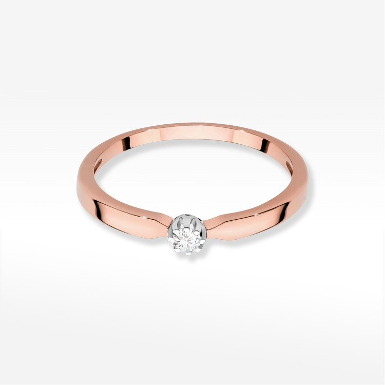 Pierścionek W0561 Diament 0,04ct różowe złoto