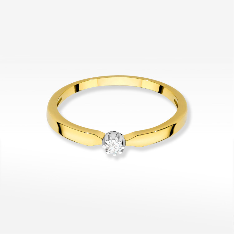 Pierścionek W0561 Diament 0,04ct żółte złoto