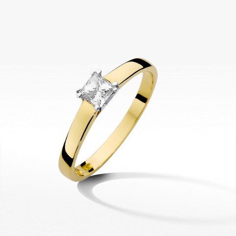 Pierścionek z żółtego złota z diamentem - próba 585 0,30CT W-347A