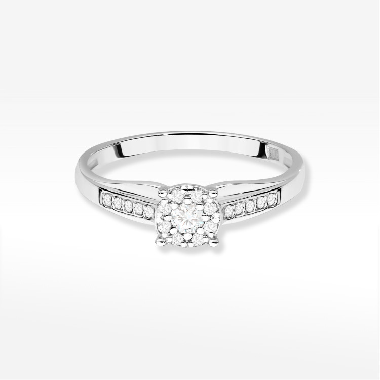 Pierścionek z diamentami 0,198ct białe złoto W0564