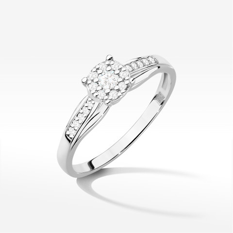 Pierścionek z diamentami 0,198ct białe złoto W0564