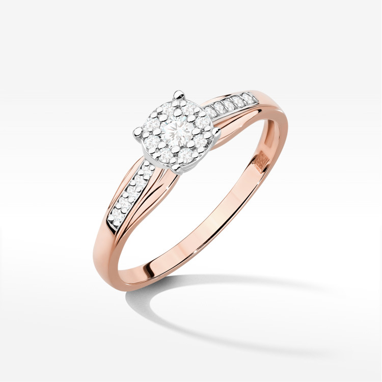 Pierścionek z diamentami 0,198ct różowe złoto W0564
