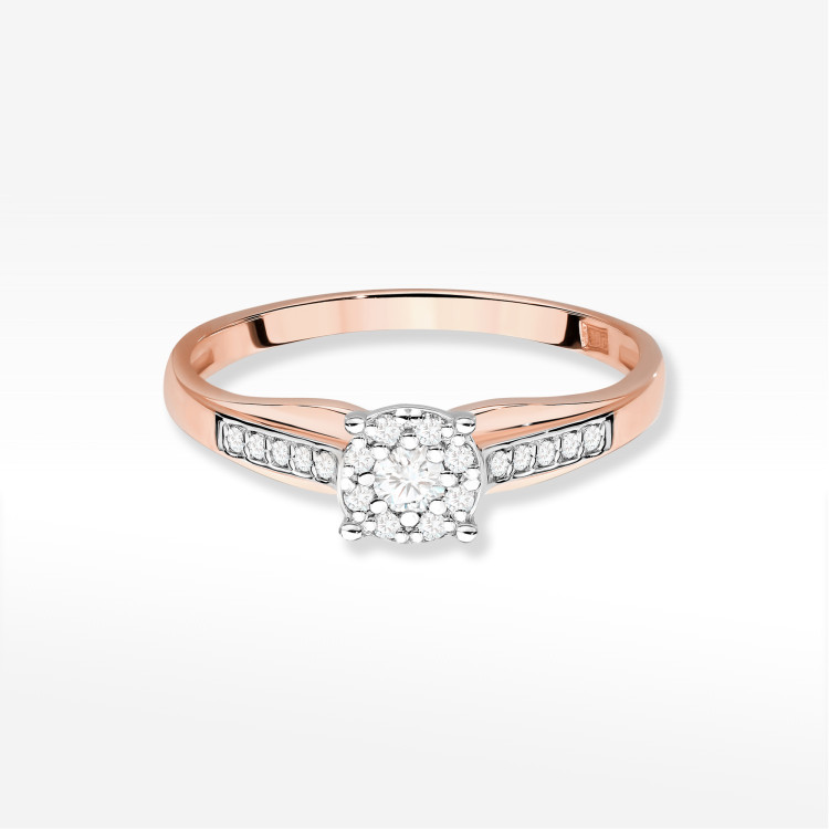Pierścionek z diamentami 0,198ct różowe złoto W0564