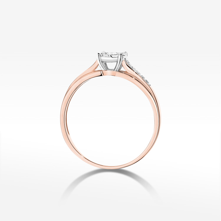 Pierścionek z diamentami 0,198ct różowe złoto W0564