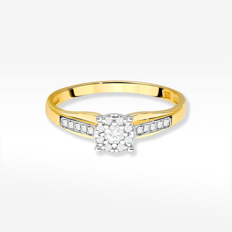 Pierścionek z diamentami 0,198ct żółte złoto W0564