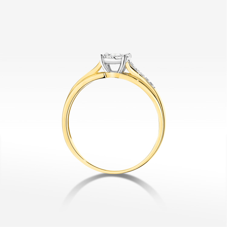 Pierścionek z diamentami 0,198ct żółte złoto W0564