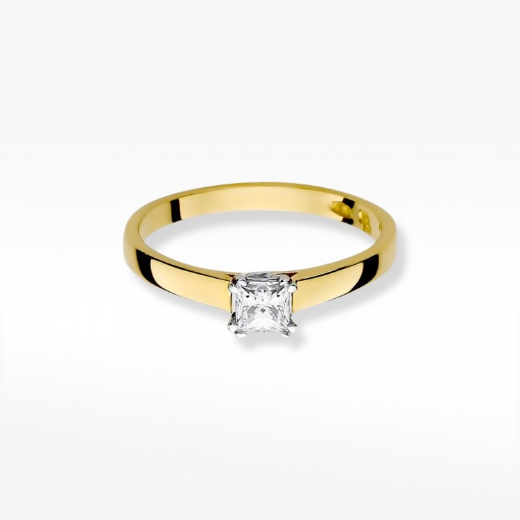 Pierścionek z żółtego złota z diamentem - próba 585 0,30CT W-347A