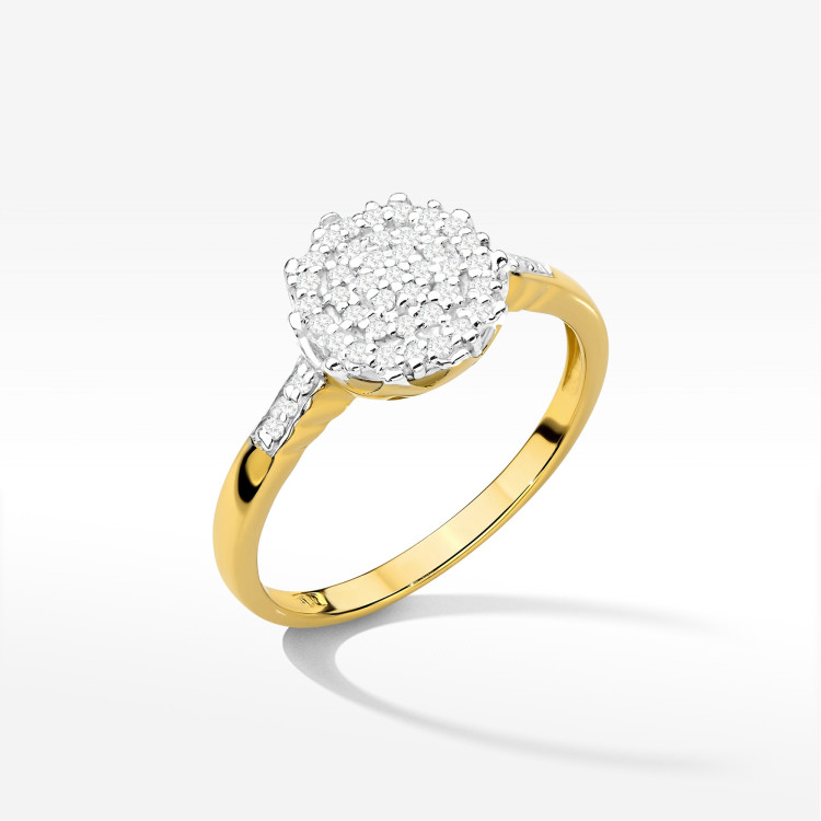 Pierścionek z diamentami 0,225ct żółte złoto W0565