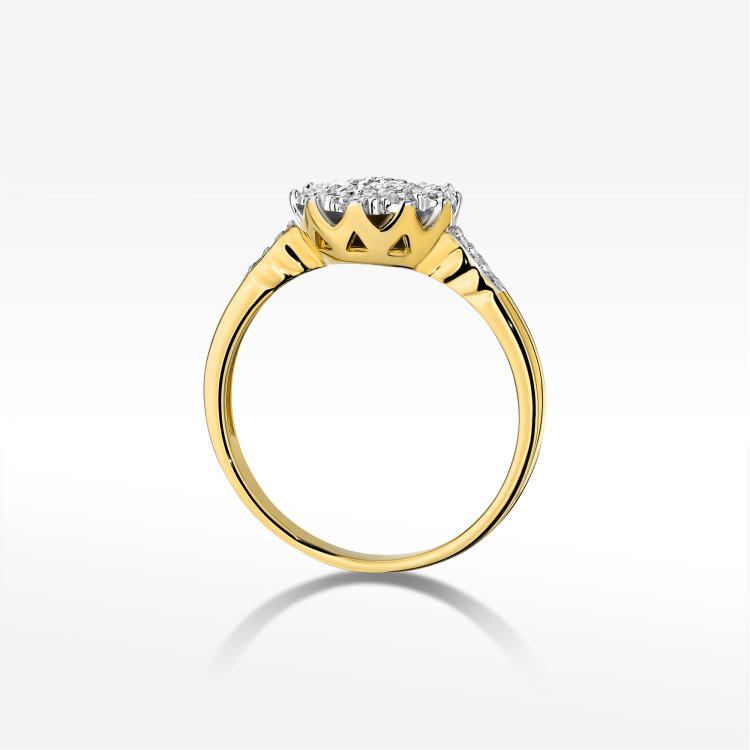 Pierścionek z diamentami 0,225ct żółte złoto W0565