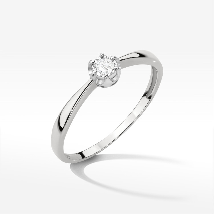 Pierścionek W0567 Diament 0,06ct białe złoto