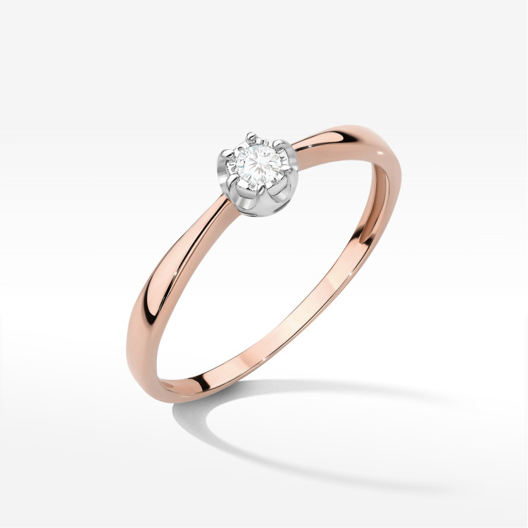 Pierścionek W0567 Diament 0,06ct różowe złoto