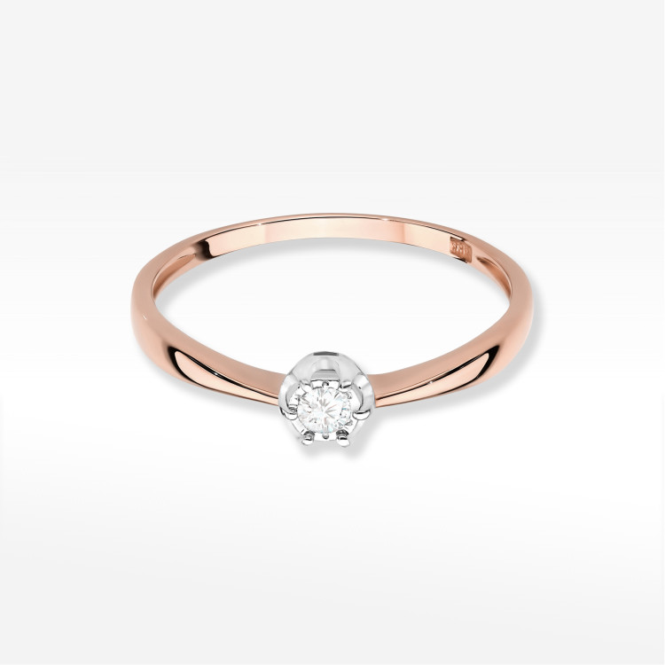 Pierścionek W0567 Diament 0,06ct różowe złoto