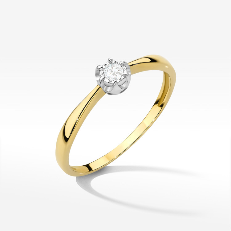 Pierścionek W0567 Diament 0,06ct żółte złoto