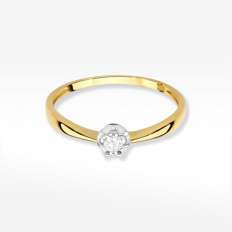 Pierścionek W0567 Diament 0,06ct żółte złoto