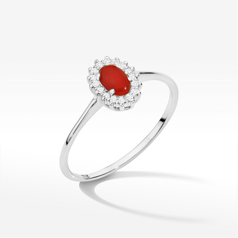 Pierścionek W0569 Koral 0,28ct białe złoto