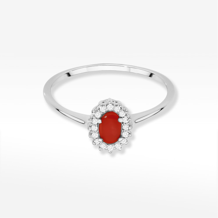 Pierścionek W0569 Koral 0,28ct białe złoto