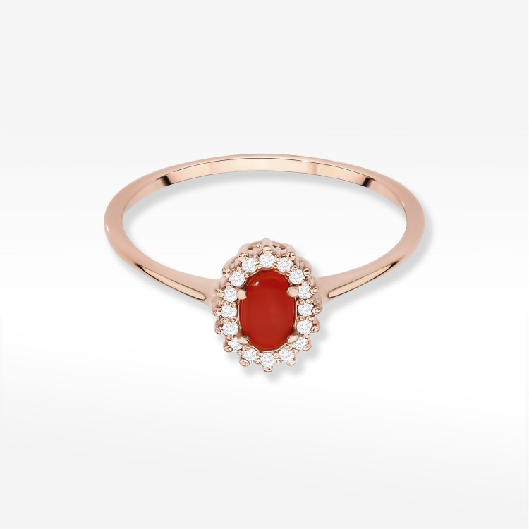 Pierścionek W0569 Koral 0,28ct różowe złoto