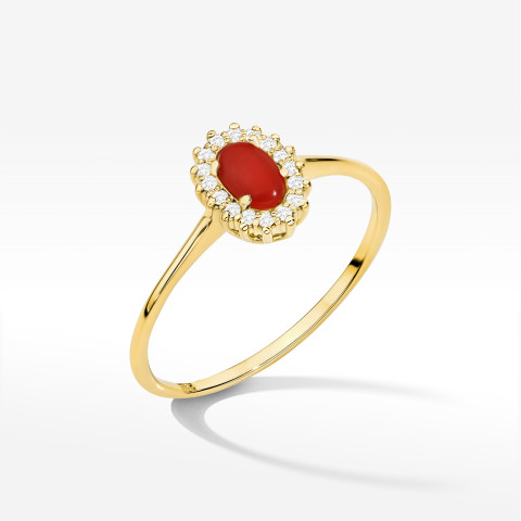 Pierścionek W0569 Koral 0,28ct żółte złoto
