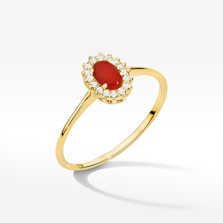 Pierścionek W0569 Koral 0,28ct żółte złoto