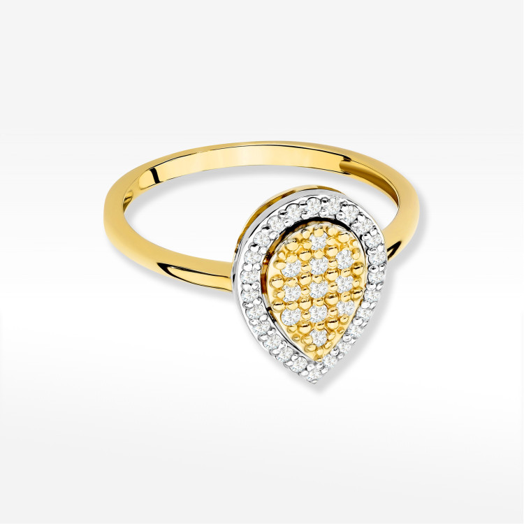 Pierścionek z diamentami 0,215ct żółte złoto W0571