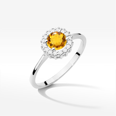 Pierścionek W0572 Cytryn 0,64ct białe złoto