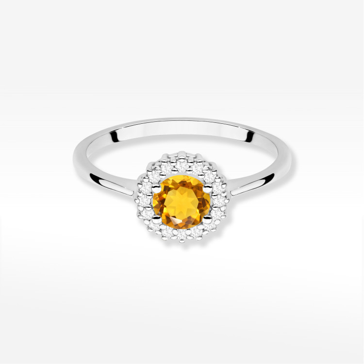 Pierścionek W0572 Cytryn 0,64ct białe złoto