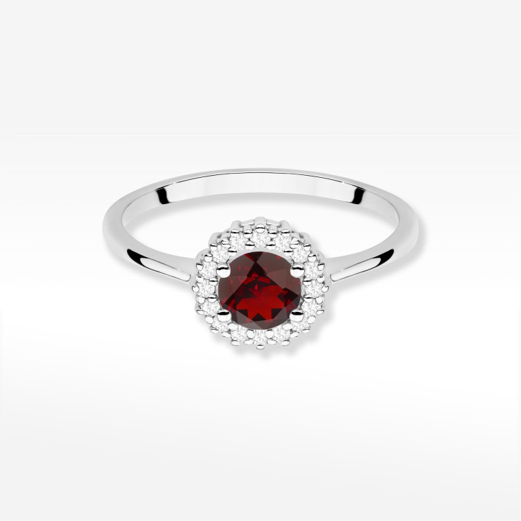 Pierścionek W0572 Granat 0,74ct białe złoto