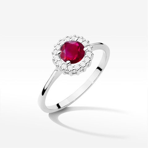 Pierścionek W0572 Rubin 0,74ct białe złoto