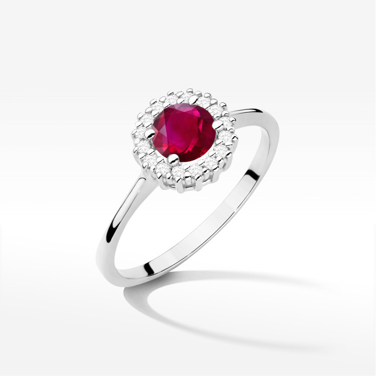 Pierścionek W0572 Rubin 0,74ct białe złoto