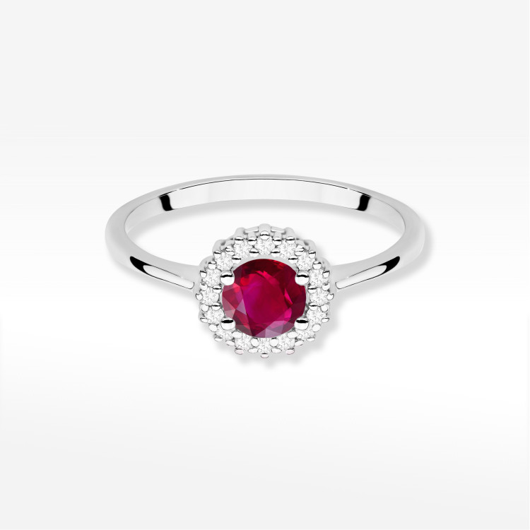Pierścionek W0572 Rubin 0,74ct białe złoto