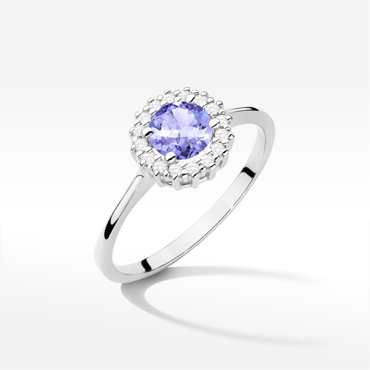 Pierścionek W0572 Tanzanit 0,64ct białe złoto