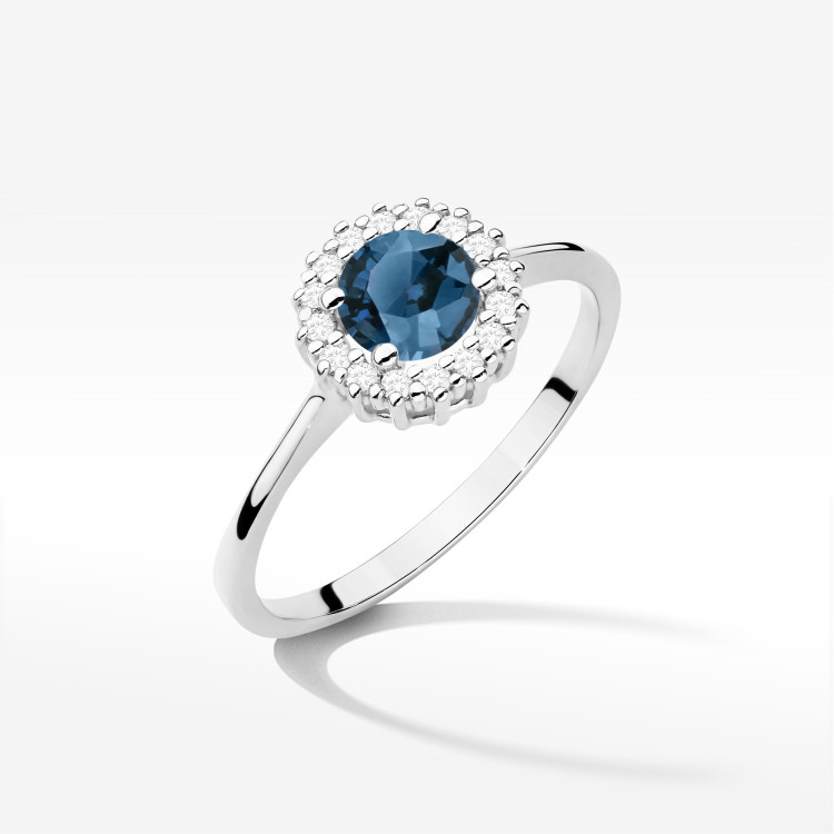 Pierścionek W0572 Topaz London Blue 0,64ct białe złoto