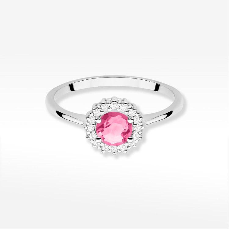 Pierścionek W0572 Różowy Topaz 0,74ct białe złoto