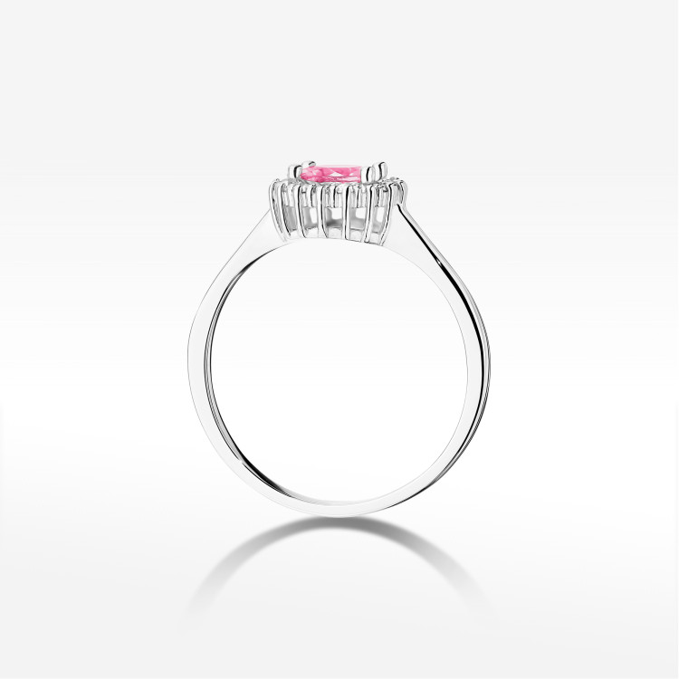 Pierścionek W0572 Różowy Topaz 0,74ct białe złoto