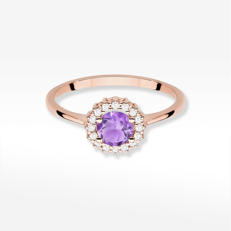 Pierścionek W0572 Ametyst 0,64ct różowe złoto
