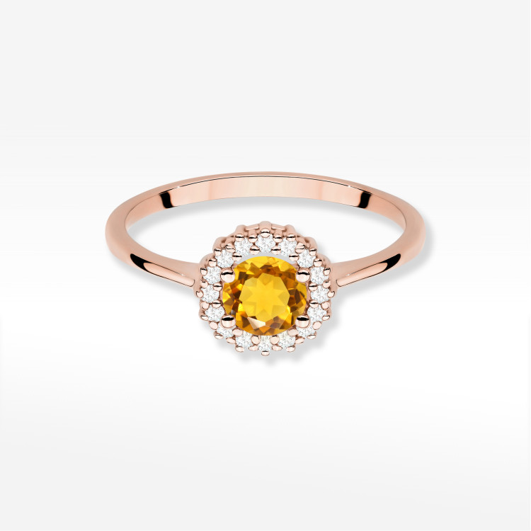 Pierścionek W0572 Cytryn 0,64ct różowe złoto
