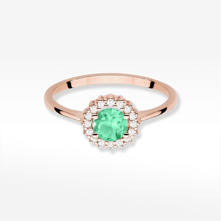 Pierścionek W0572 Szmaragd 0,64ct różowe złoto
