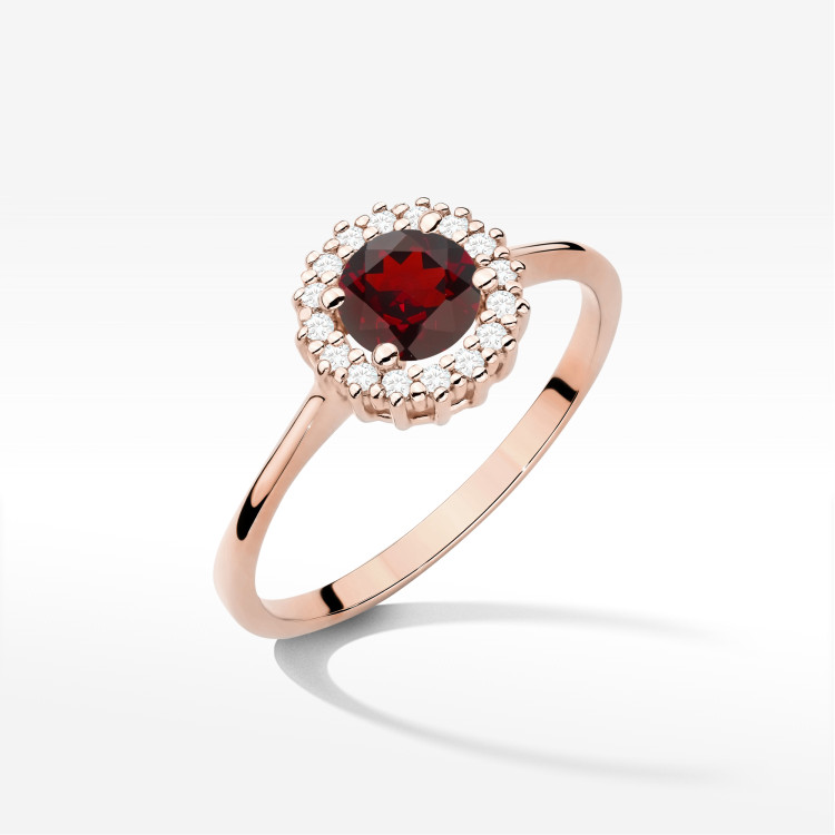 Pierścionek W0572 Granat 0,74ct różowe złoto