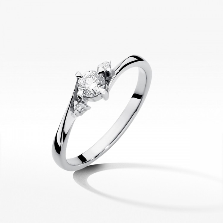 Pierścionek z białego złota z diamentami  - próba 585 0,27CT W-346B 0.28ct