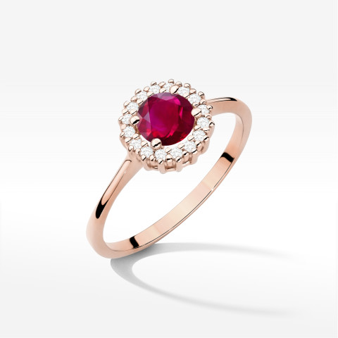 Pierścionek W0572 Rubin 0,74ct różowe złoto