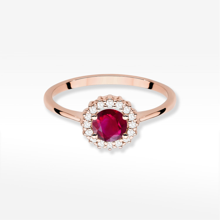 Pierścionek W0572 Rubin 0,74ct różowe złoto