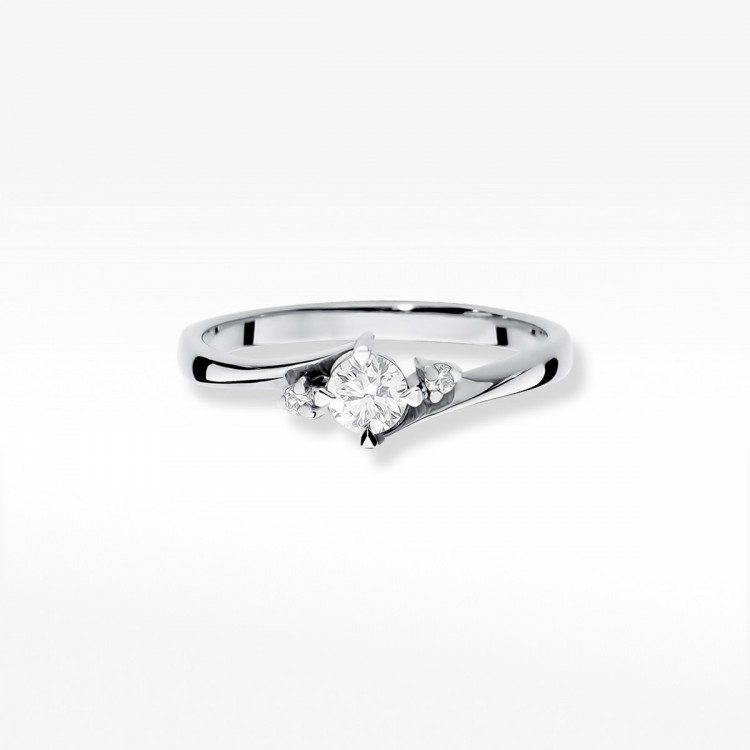 Pierścionek z białego złota z diamentami  - próba 585 0,27CT W-346B 0.28ct