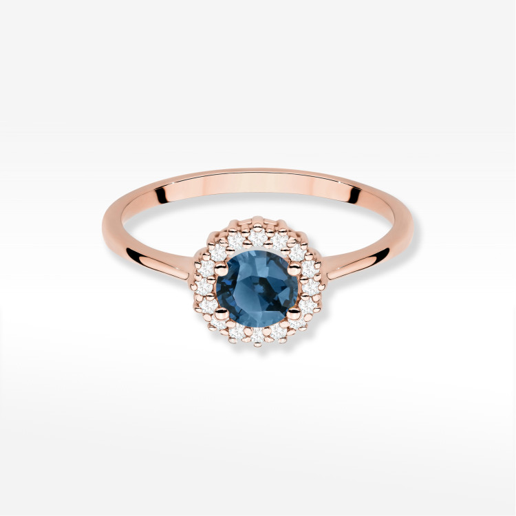 Pierścionek W0572 Topaz London Blue 0,64ct różowe złoto
