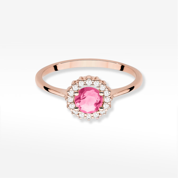 Pierścionek W0572 Różowy Topaz 0,74ct różowe złoto