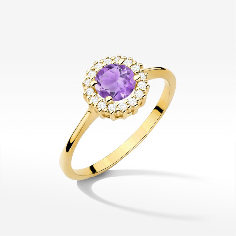 Pierścionek W0572 Ametyst 0,64ct żółte złoto