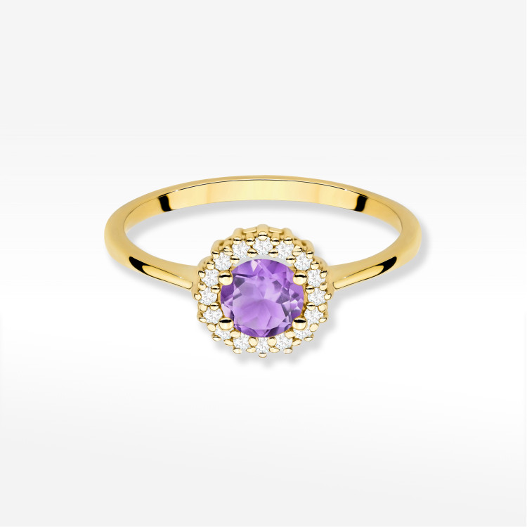 Pierścionek W0572 Ametyst 0,64ct żółte złoto