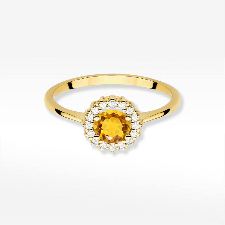 Pierścionek W0572 Cytryn 0,64ct żółte złoto