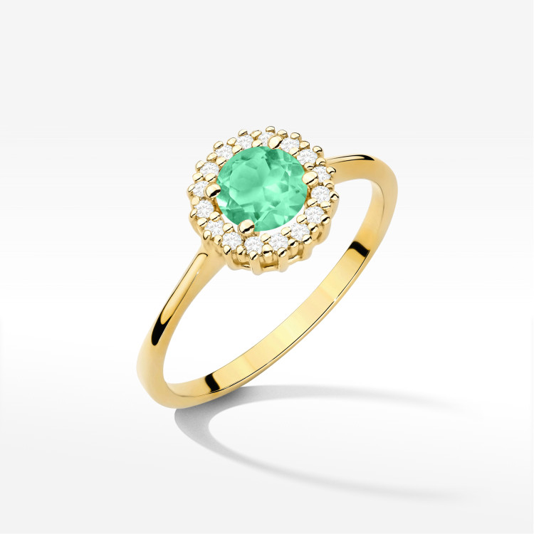 Pierścionek W0572 Szmaragd 0,64ct żółte złoto