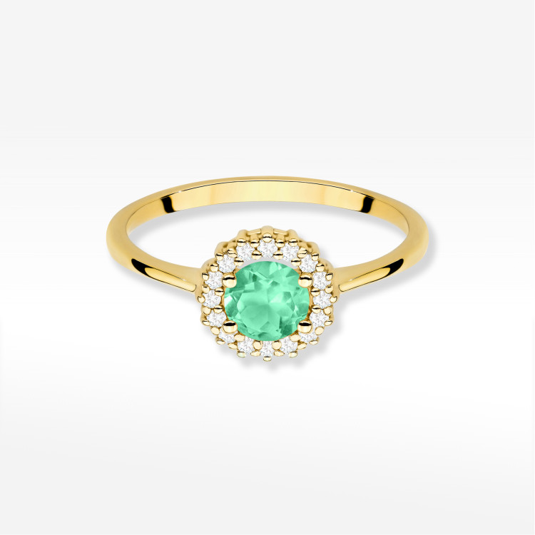 Pierścionek W0572 Szmaragd 0,64ct żółte złoto